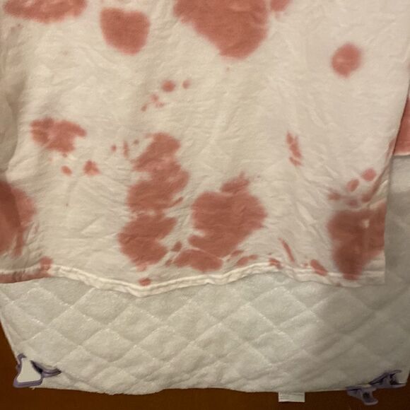 Pink and white tie dye 3/4 length sweatshirt with button accents - Picture 5 of 9